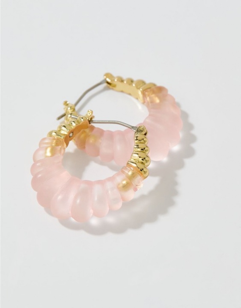 Aerie Matte Croissant Hoop Jewelry Pink | QFD-629417