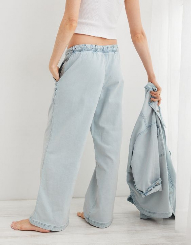 Aerie Me-Day Tie Waist Pants Blue | ESX-412760