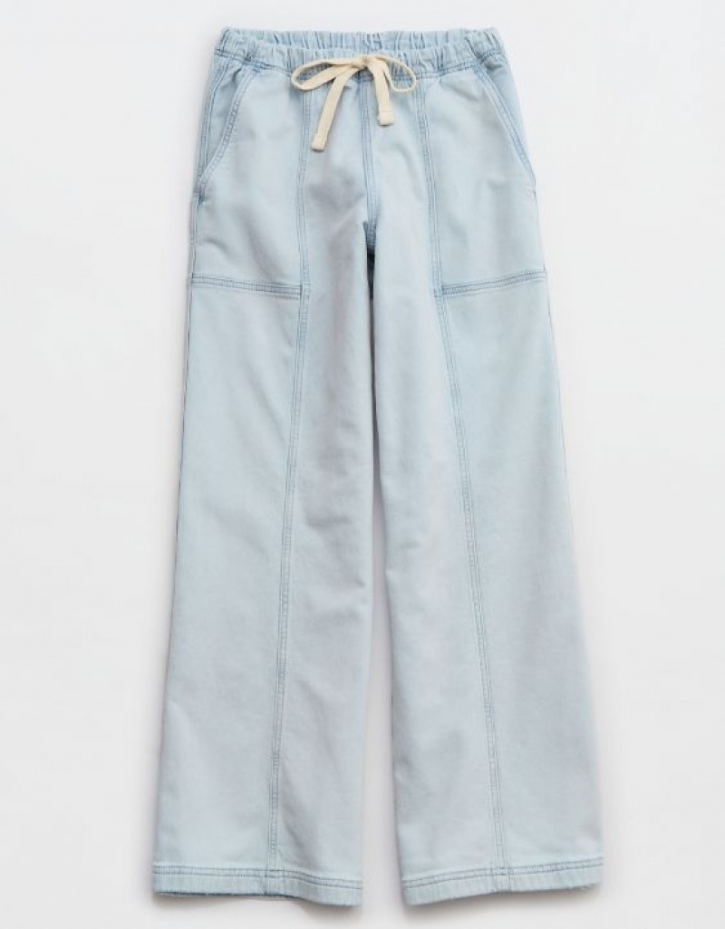 Aerie Me-Day Tie Waist Pants Blue | ESX-412760