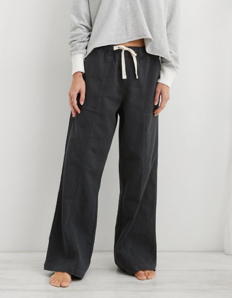 Aerie Me-Day Tie Waist Pants Grey | JRY-381659