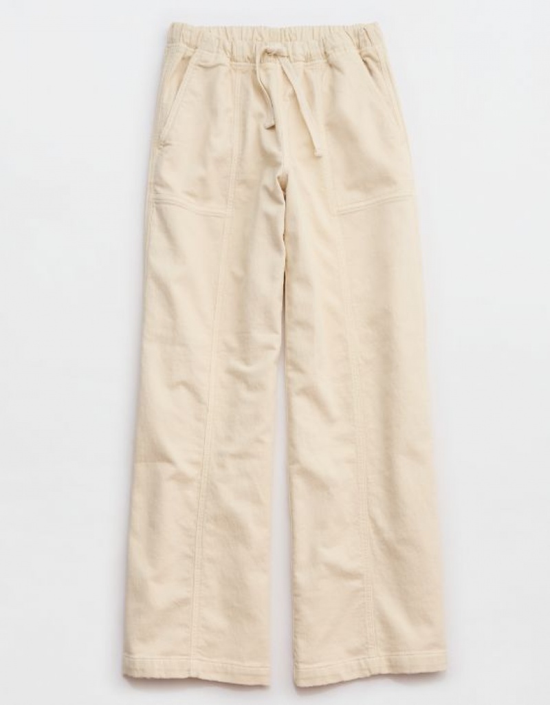 Aerie Me-Day Tie Waist Pants Light Yellow | VCT-560297