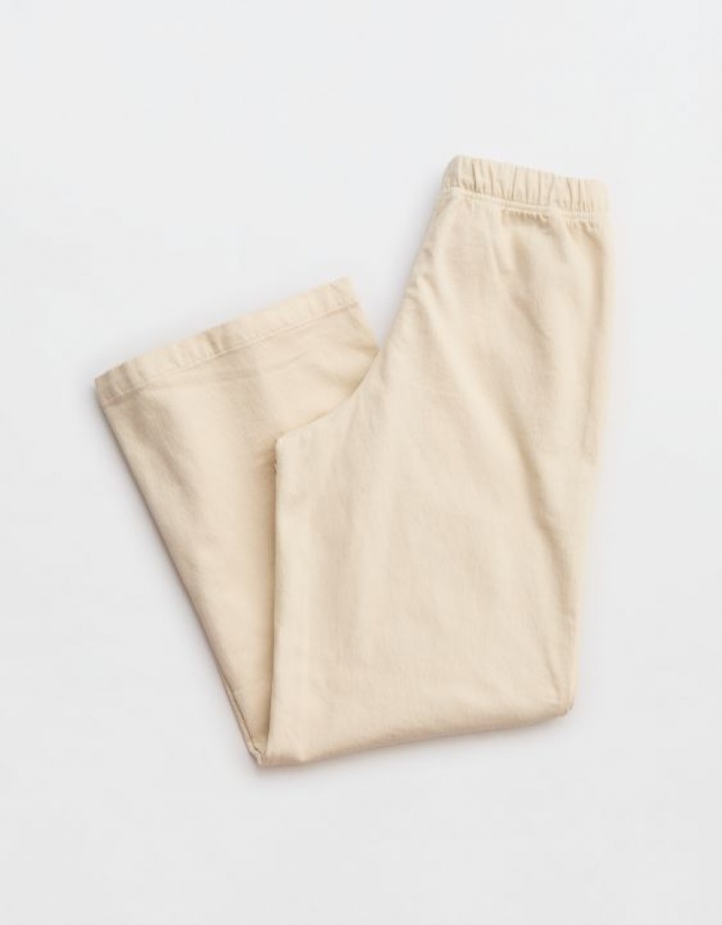 Aerie Me-Day Tie Waist Pants Light Yellow | VCT-560297