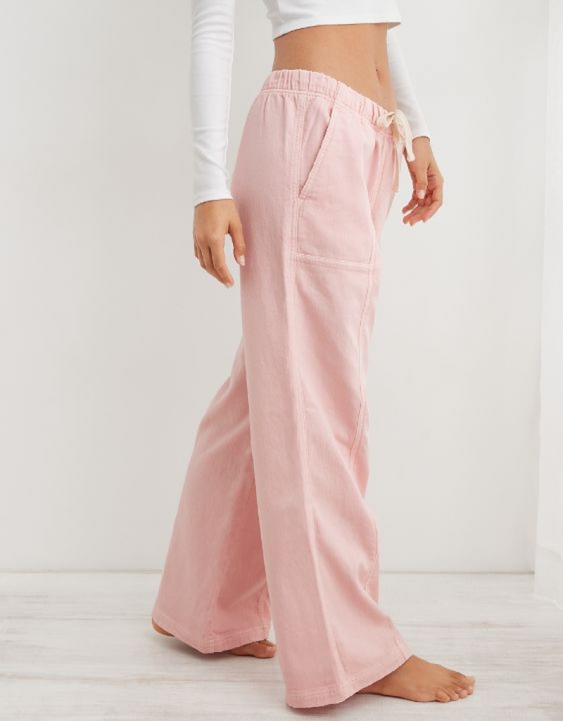 Aerie Me-Day Tie Waist Pants Pink | WLK-593408