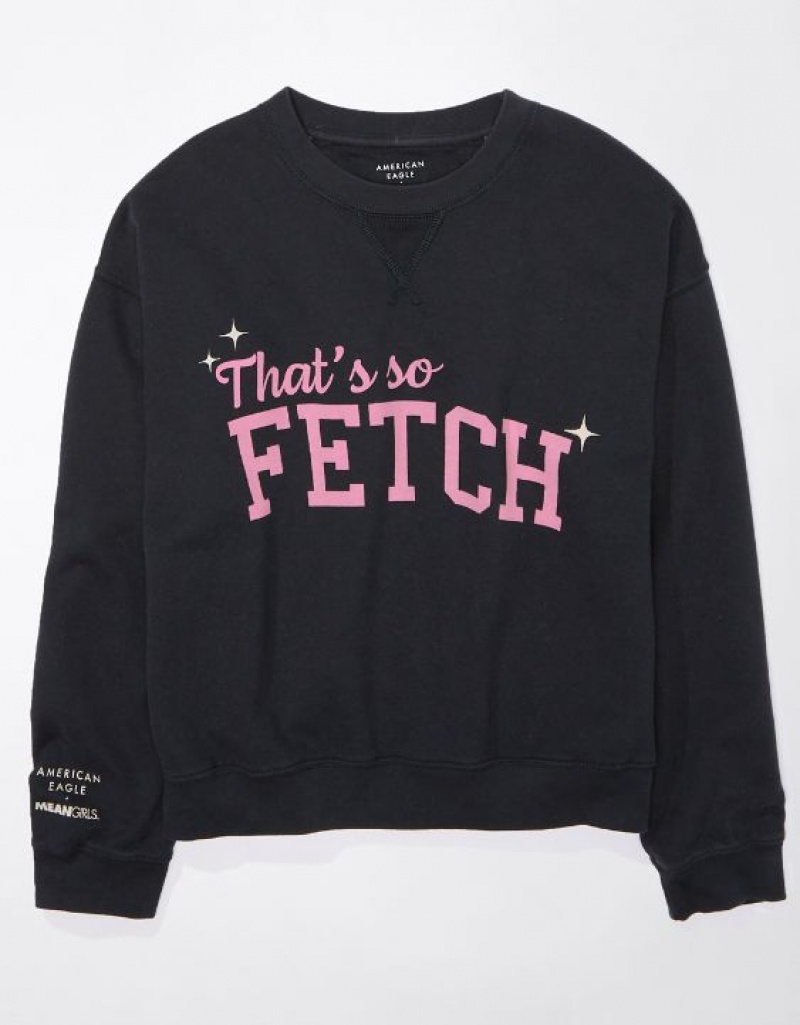 Aerie Mean Crew Neck Sweatshirts Black | JMU-793058