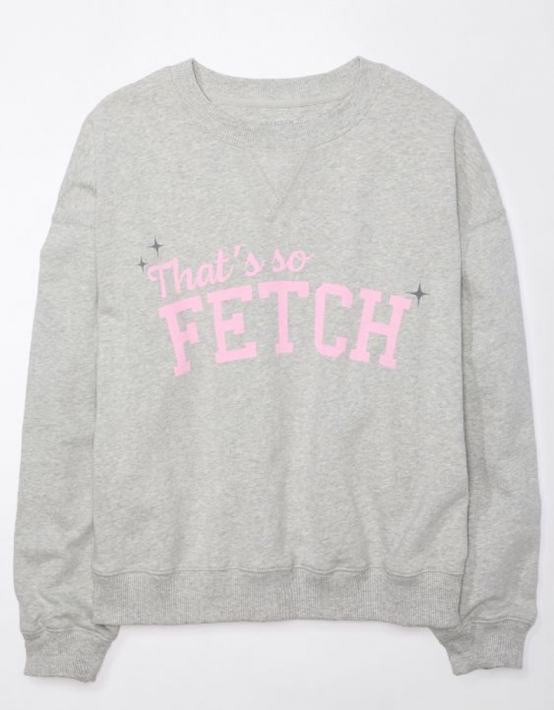 Aerie Mean Fetch Crew Neck Sweatshirts Grey | DTO-028163