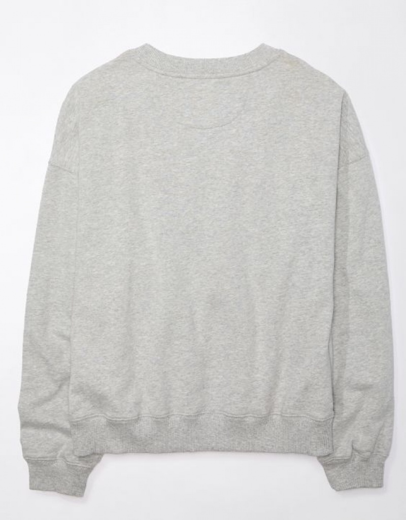 Aerie Mean Fetch Crew Neck Sweatshirts Grey | DTO-028163