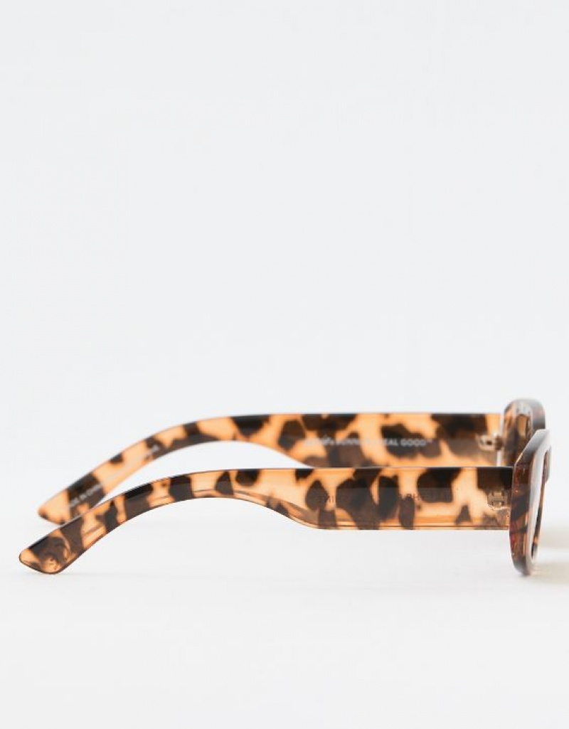 Aerie Mini Dare To Square Sunglasses Leopard | IOJ-506917