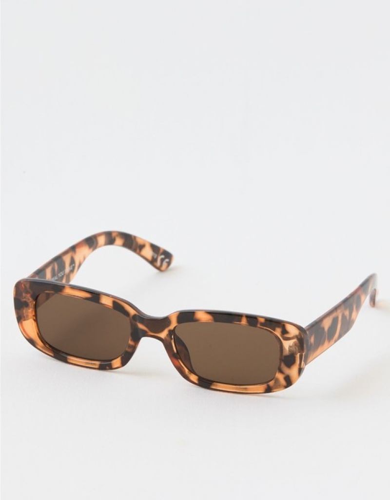 Aerie Mini Dare To Square Sunglasses Leopard | IOJ-506917