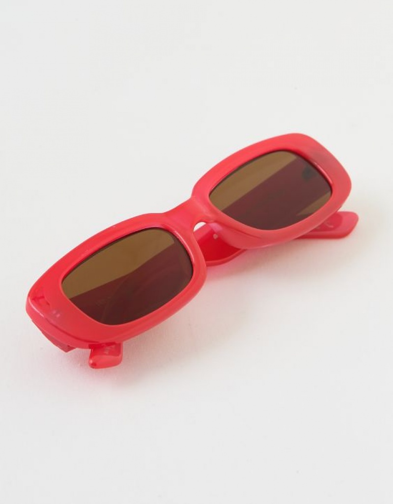 Aerie Mini Dare To Square Sunglasses Red | HSI-198240