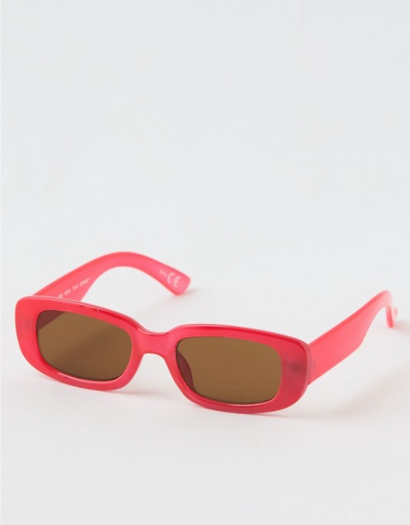 Aerie Mini Dare To Square Sunglasses Red | HSI-198240