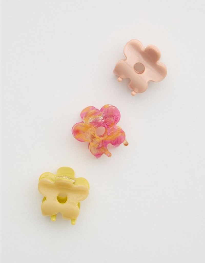 Aerie Mini Flower Clip 3-Pack Hair Accessories Multicolor | YOE-645278