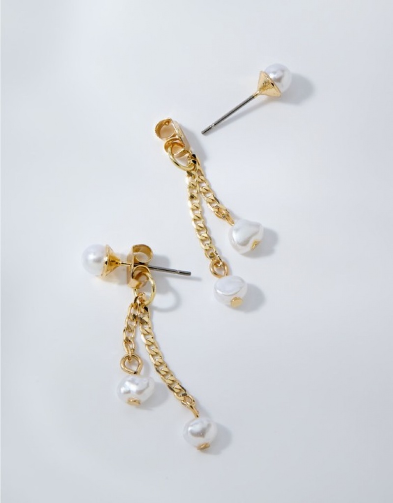 Aerie Multi Pearl Bead Drop Jewelry Gold | LNW-574839