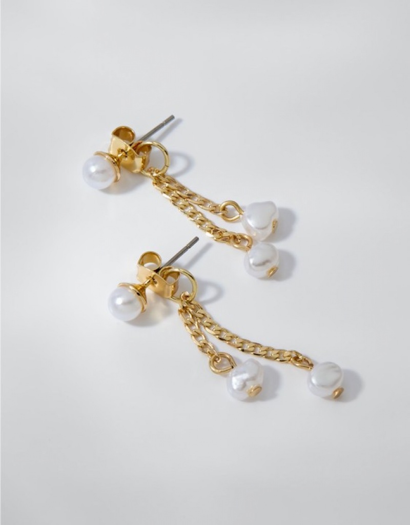 Aerie Multi Pearl Bead Drop Jewelry Gold | LNW-574839