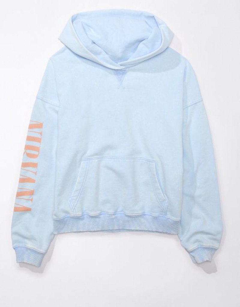 Aerie Nirvana Graphic Hoodie Blue | WIF-769582