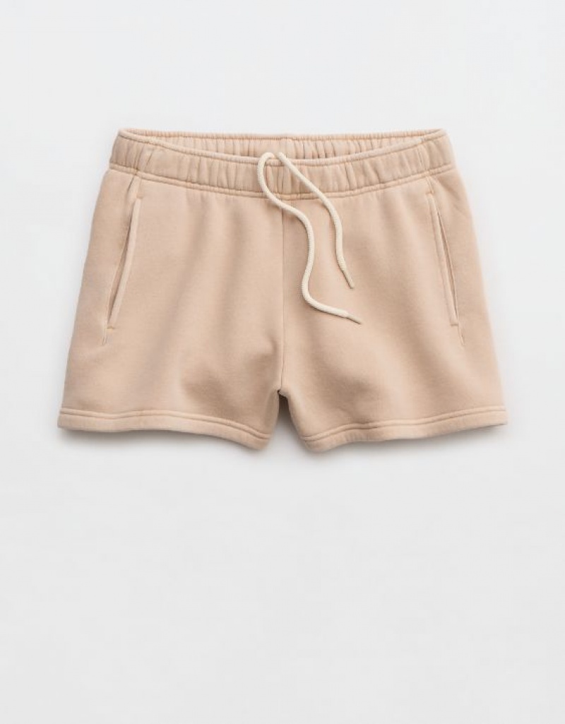 Aerie OFFLINE By Cloud Fleece Shorts Beige | OTD-051396