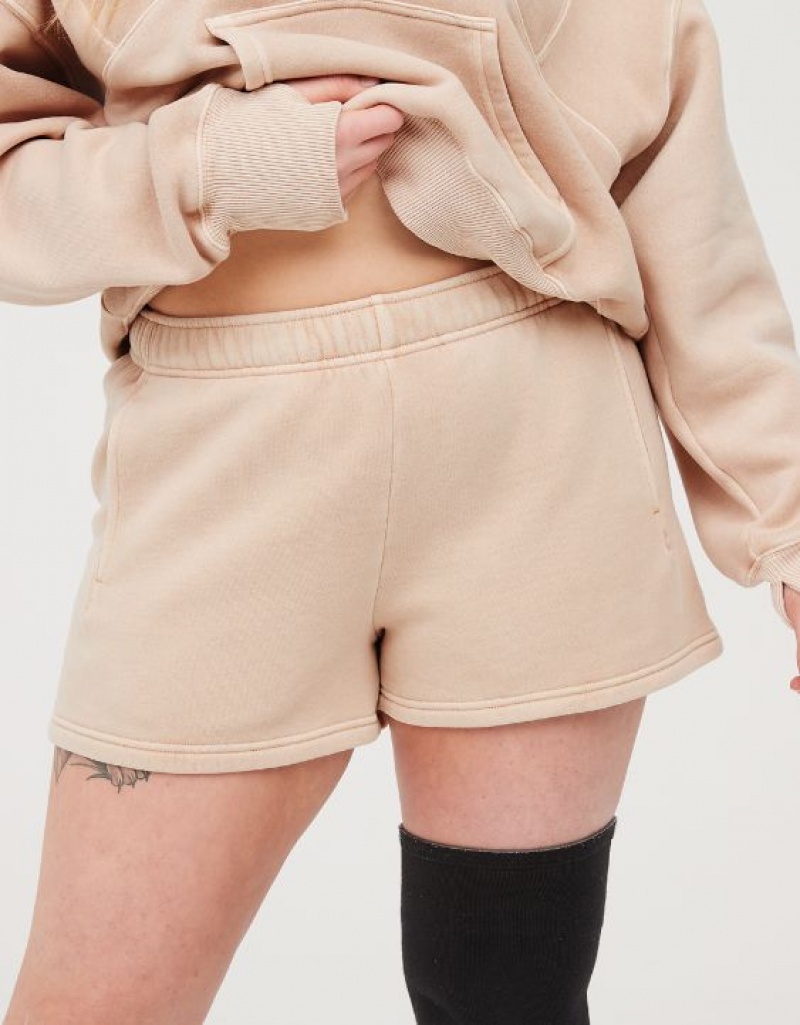 Aerie OFFLINE By Cloud Fleece Shorts Beige | OTD-051396