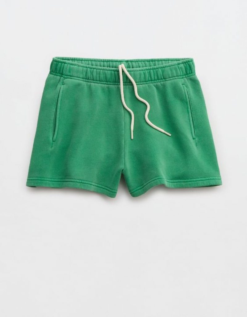 Aerie OFFLINE By Cloud Fleece Shorts Green | LWD-921764