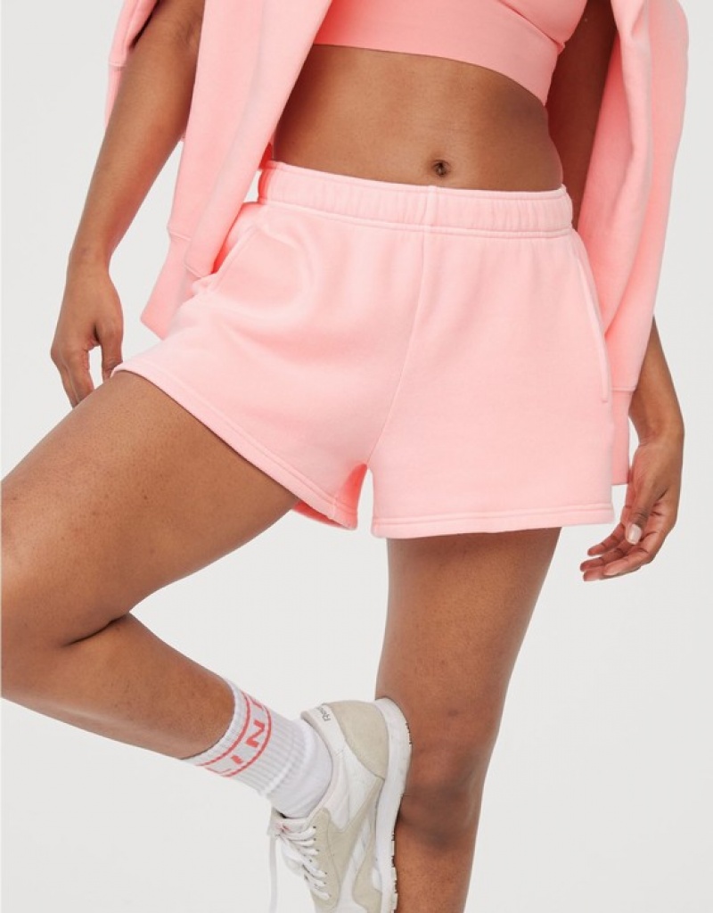 Aerie OFFLINE By Cloud Fleece Shorts Pink | RAB-152437