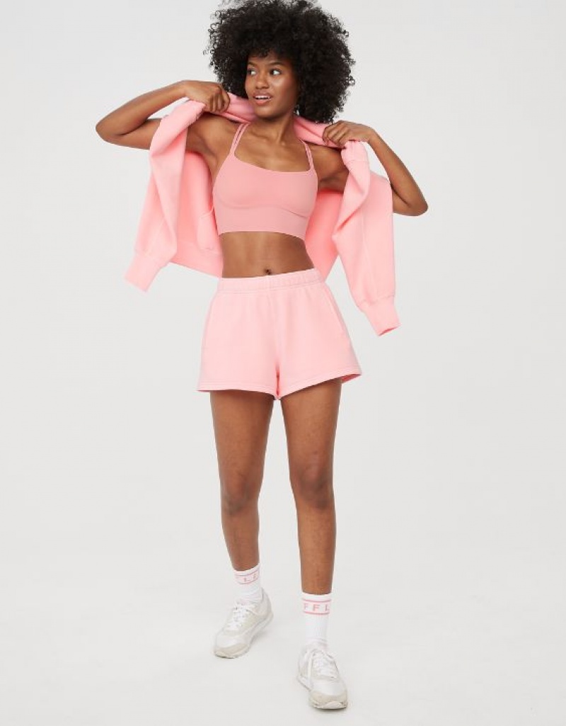 Aerie OFFLINE By Cloud Fleece Shorts Pink | RAB-152437