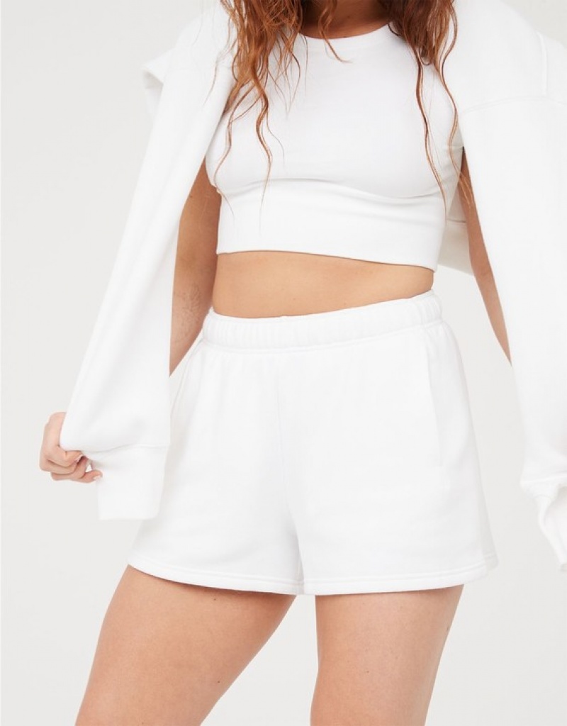 Aerie OFFLINE By Cloud Fleece Shorts White | ZOV-197532