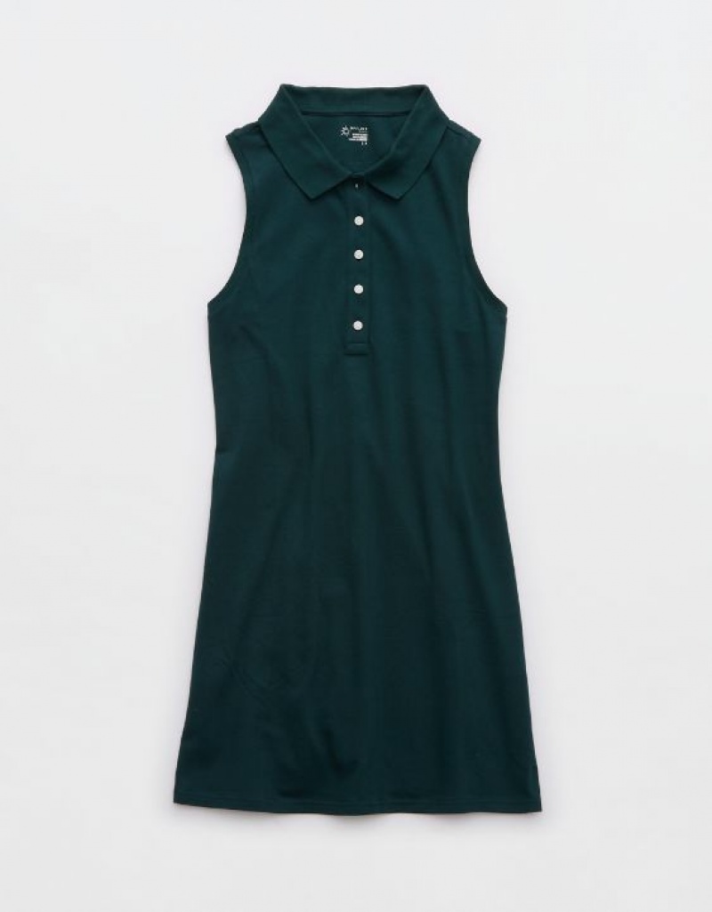 Aerie OFFLINE By Courtside Polo Mini Dress Deep Green | ZTV-037254