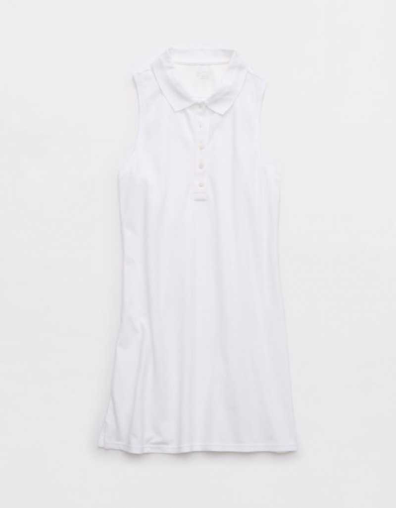 Aerie OFFLINE By Courtside Polo Mini Dress White | TYV-382759