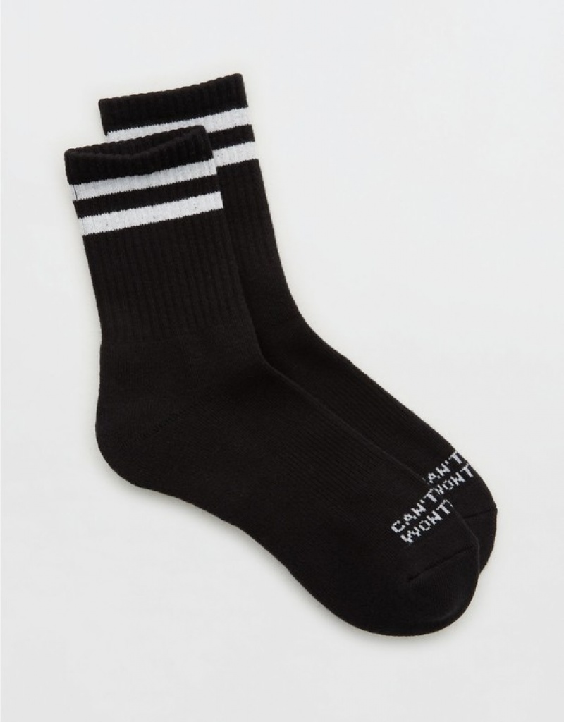 Aerie OFFLINE By Crew Socks Black / Stripes | NFU-046937