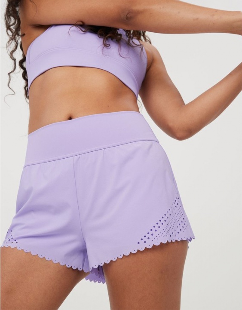 Aerie OFFLINE By Goals Lasercut Running Shorts Purple / Wash | GSN-768950