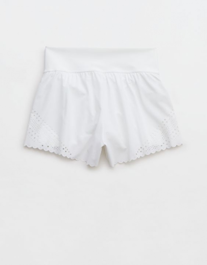 Aerie OFFLINE By Goals Lasercut Running Shorts White | BQF-704326