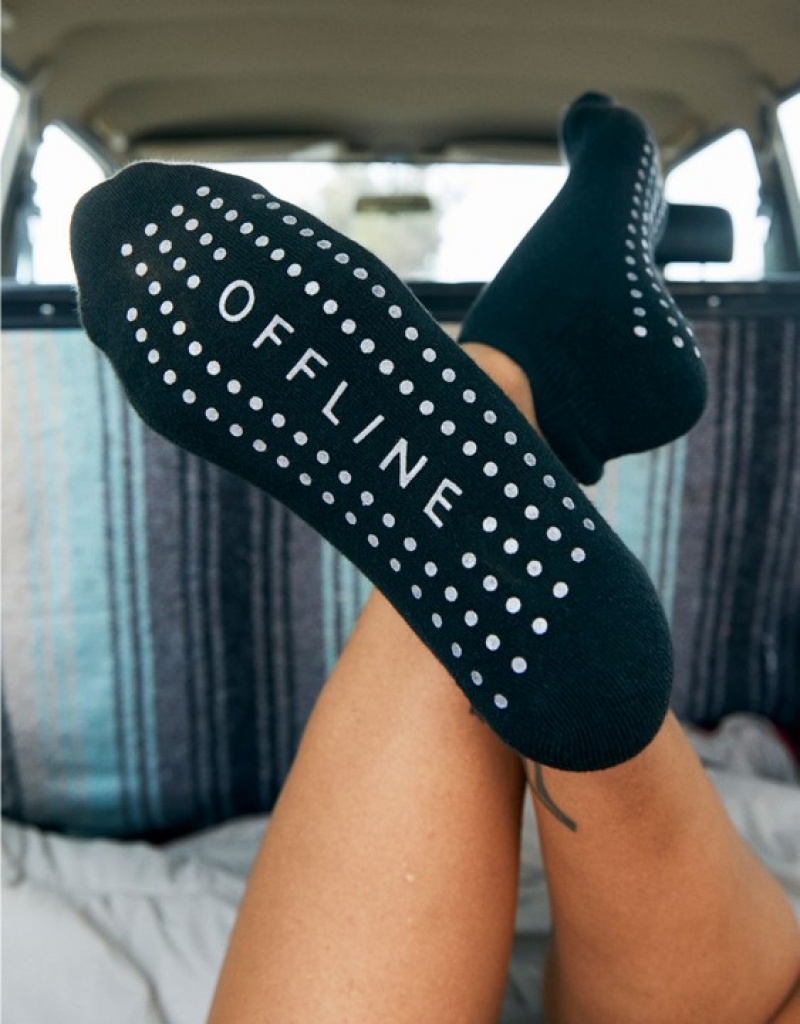 Aerie OFFLINE By Grip Ankle Socks Black | WMB-170392