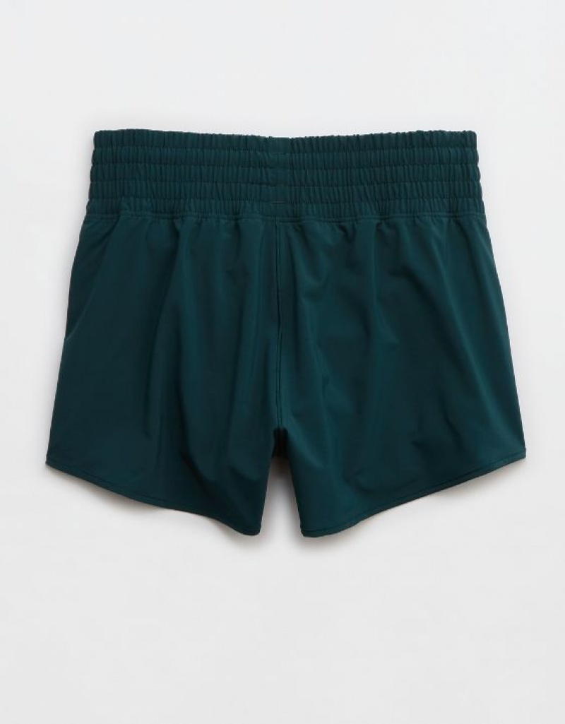 Aerie OFFLINE By High Rise Hot Stuff Shorts Deep Green | RKD-201349