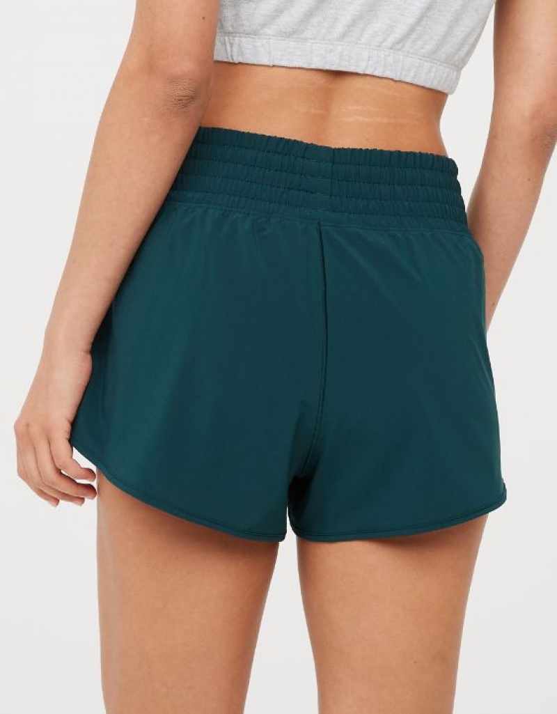 Aerie OFFLINE By High Rise Hot Stuff Shorts Deep Green | RKD-201349