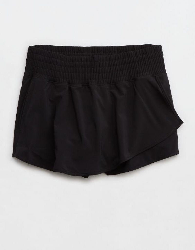 Aerie OFFLINE By High Rise Hot Stuff Shorts Black | HFM-862940