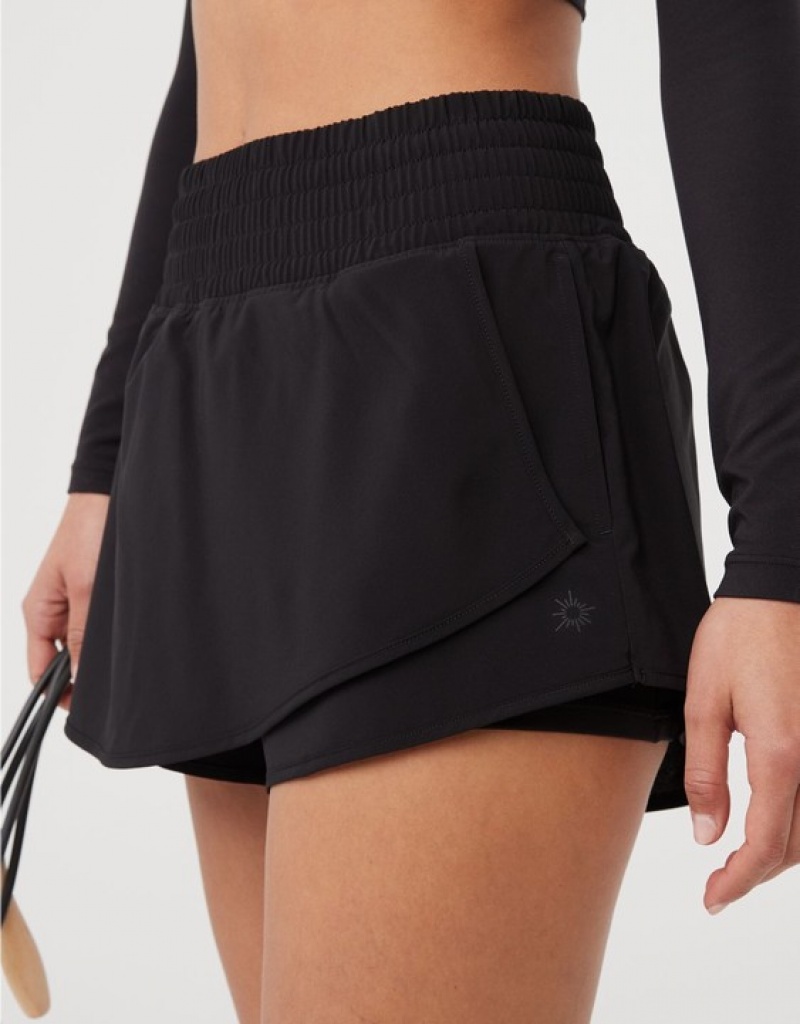 Aerie OFFLINE By High Rise Hot Stuff Shorts Black | HFM-862940