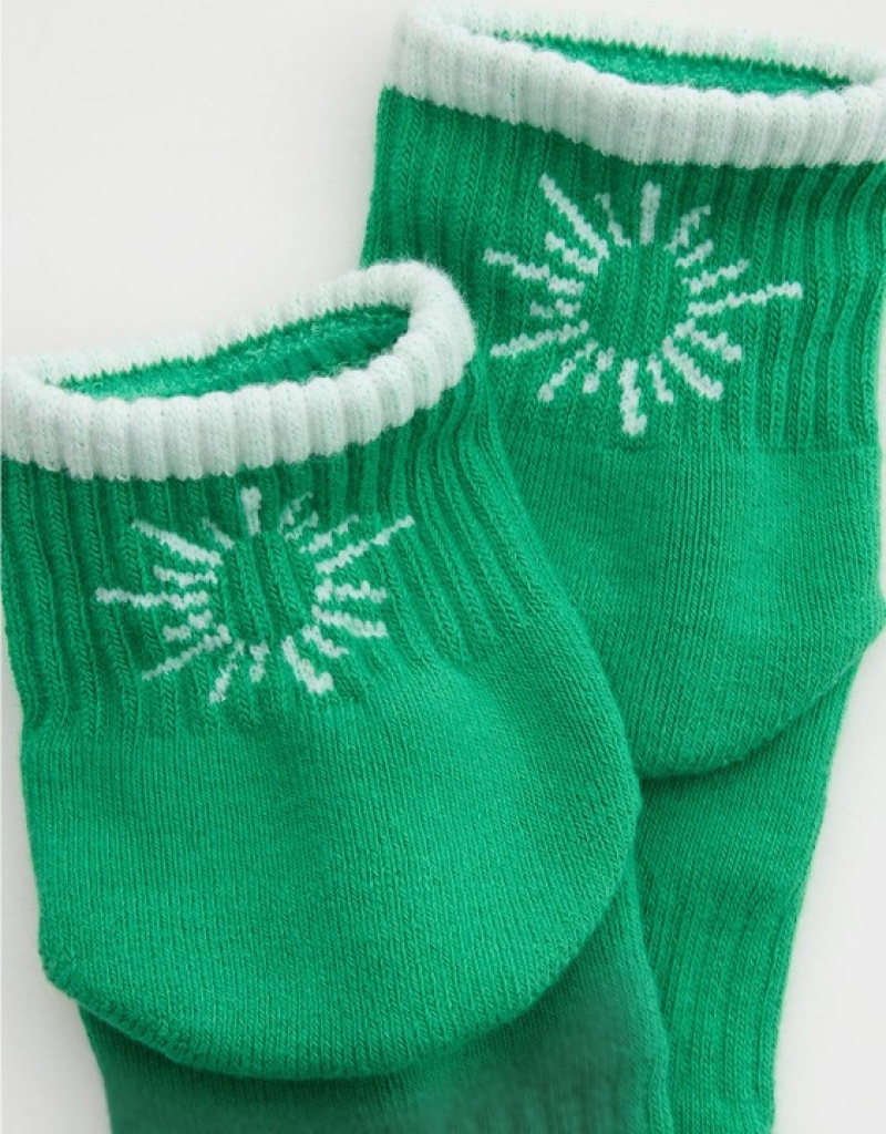 Aerie OFFLINE By Mesh Crew Socks Green | JAF-085679