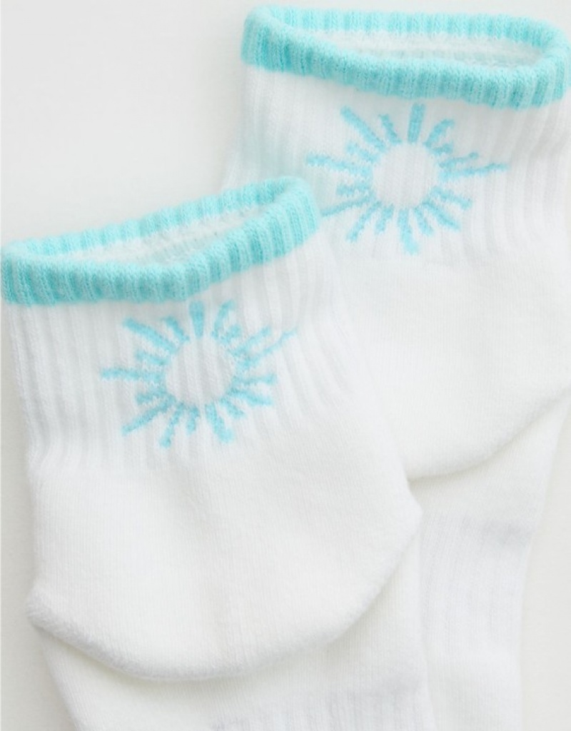 Aerie OFFLINE By Mesh Crew Socks White | CJV-031469