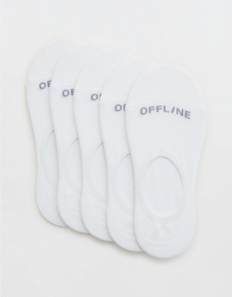 Aerie OFFLINE By No-Show 5-Pack Socks White | HIS-475128