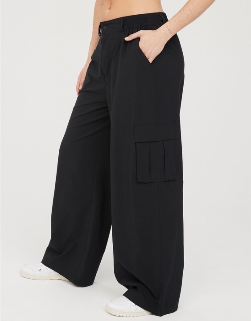 Aerie OFFLINE By Nylon Cargo Pants Black | SEH-146907