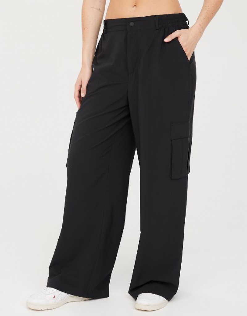 Aerie OFFLINE By Nylon Cargo Pants Black | SEH-146907