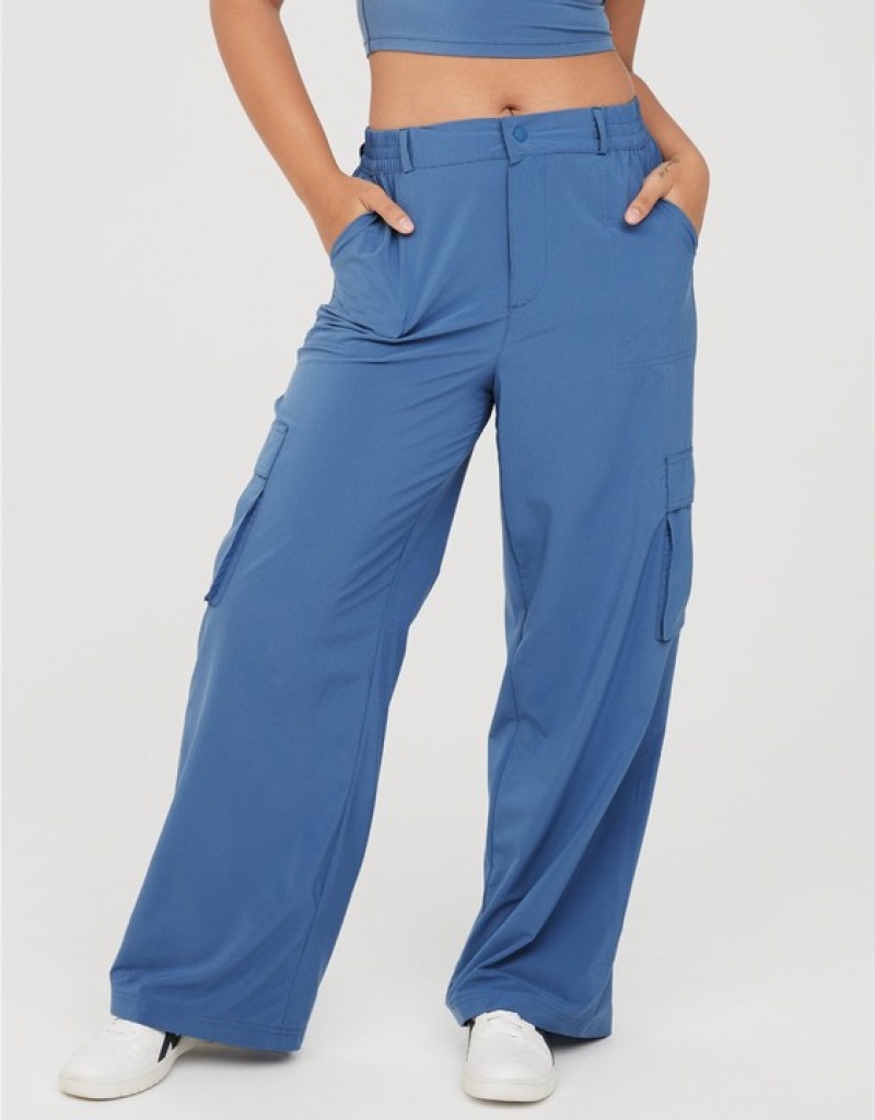 Aerie OFFLINE By Nylon Cargo Pants Blue | SFT-853271