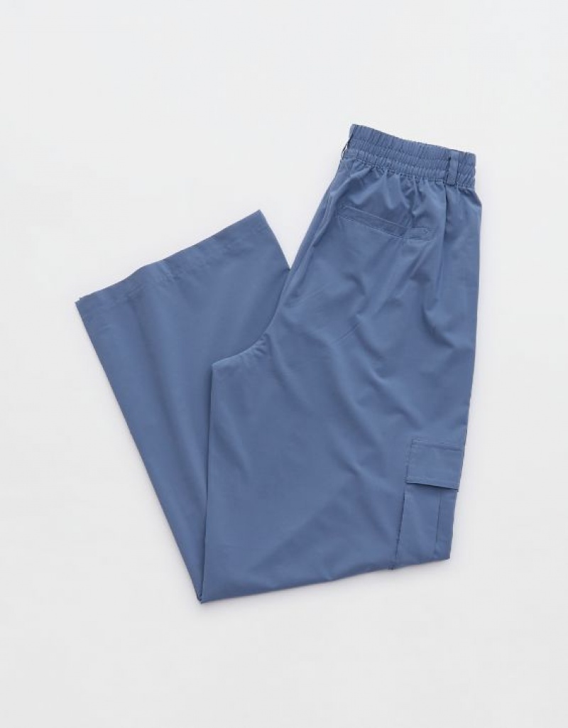 Aerie OFFLINE By Nylon Cargo Pants Blue | SFT-853271