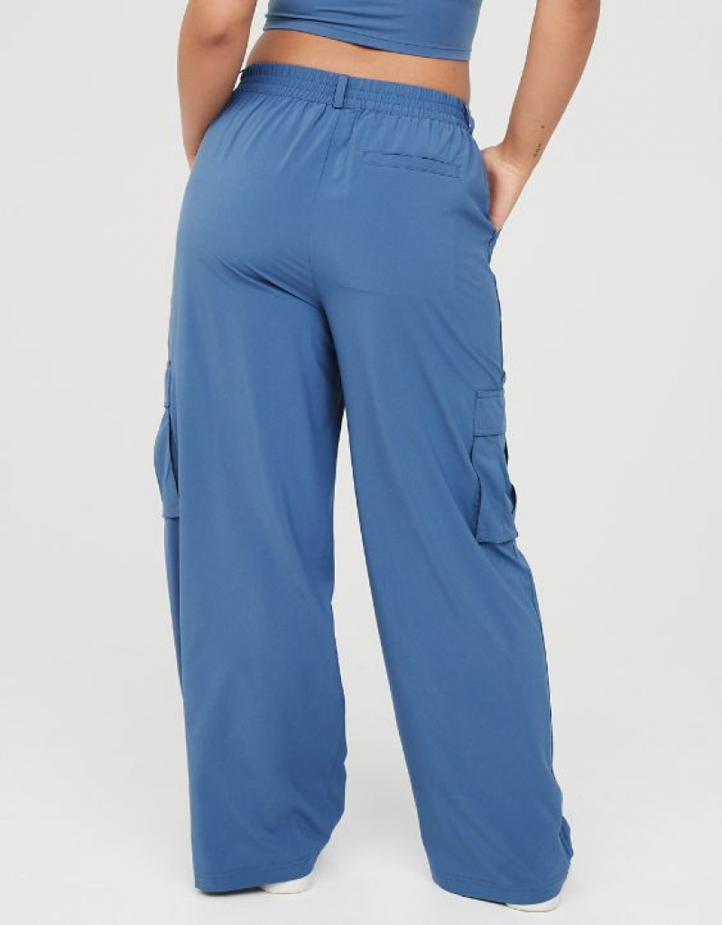 Aerie OFFLINE By Nylon Cargo Pants Blue | SFT-853271