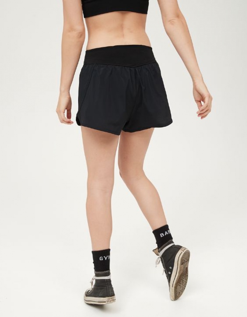 Aerie OFFLINE By Nylon Running Shorts Black | PCN-529307