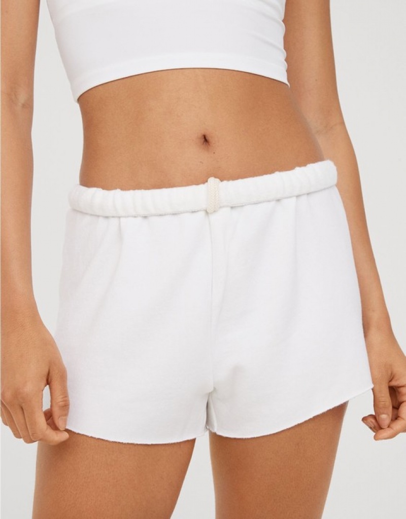 Aerie OFFLINE By OTT Fleece Shorts White | IVU-674351