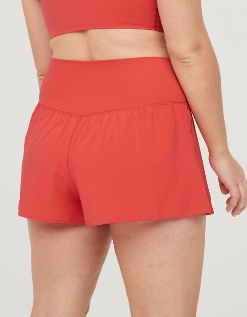 Aerie OFFLINE By Real Me Crossover Flowy Shorts Red | HAX-278415