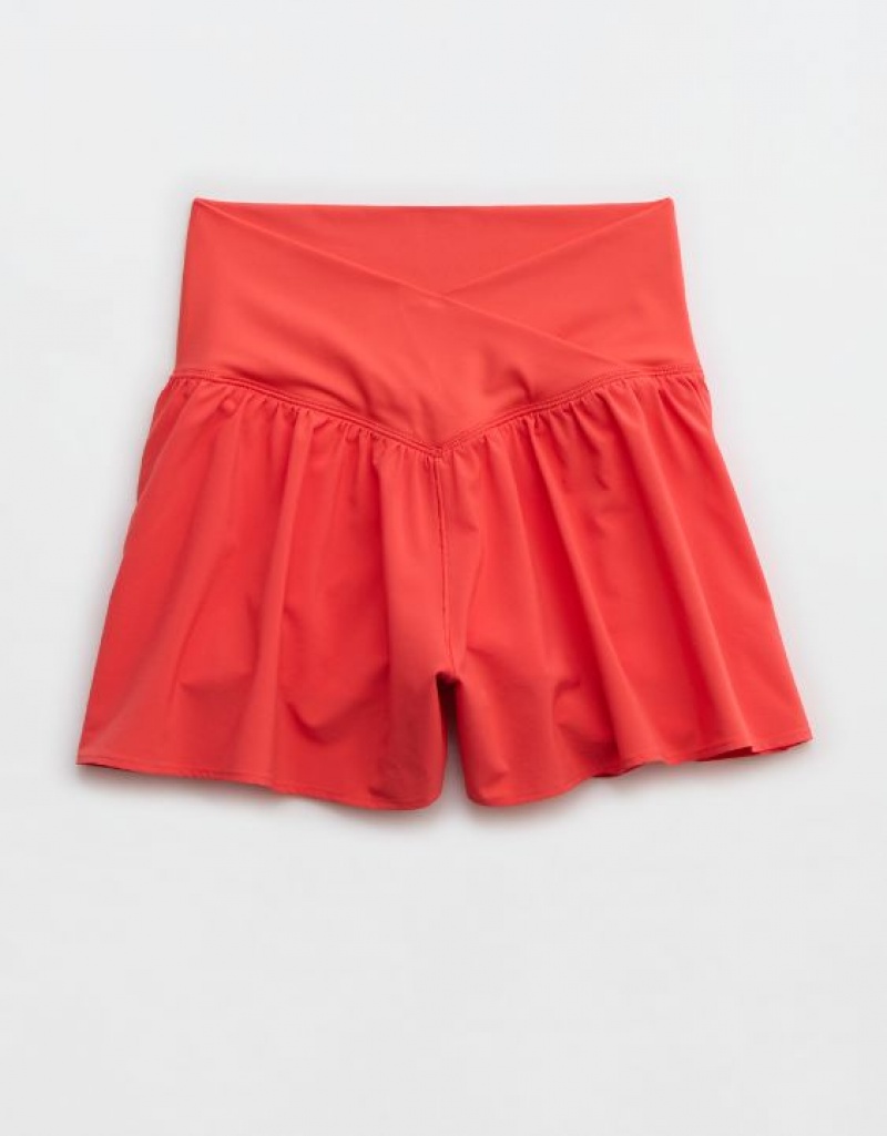 Aerie OFFLINE By Real Me Crossover Flowy Shorts Red | HAX-278415