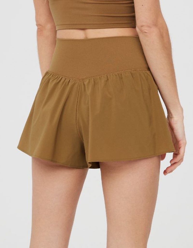 Aerie OFFLINE By Real Me Crossover Flowy Shorts Brown | FZQ-956801