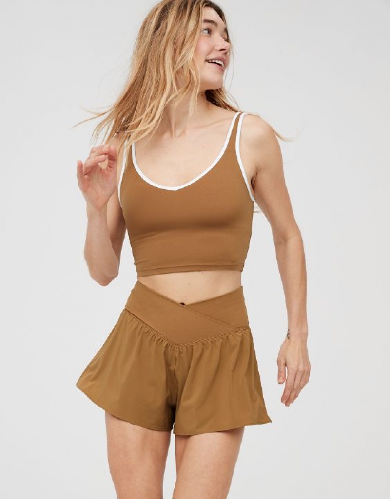 Aerie OFFLINE By Real Me Crossover Flowy Shorts Brown | FZQ-956801