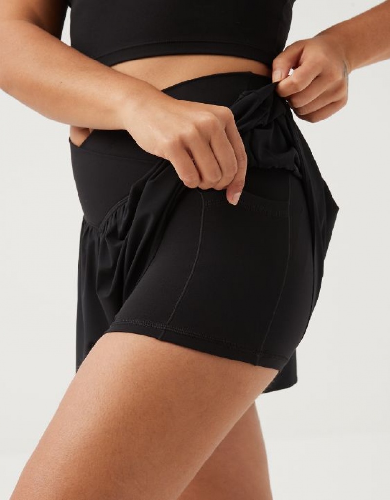 Aerie OFFLINE By Real Me Crossover Flowy Shorts Black | YOW-126348