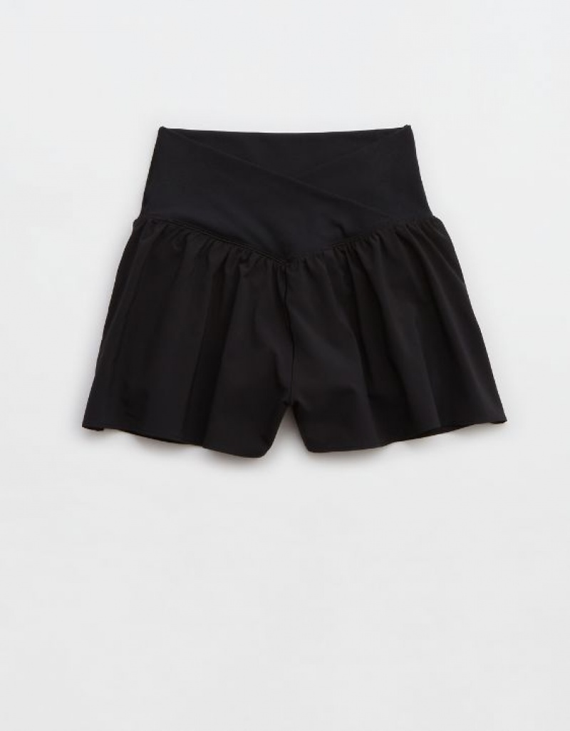 Aerie OFFLINE By Real Me Crossover Flowy Shorts Black | YOW-126348